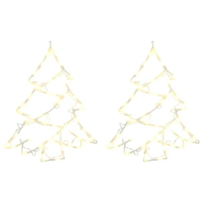 Imagen de vidaXL Luces de Navidad Silueta Árbol 2 Piezas 50LEDs Blanco cálido