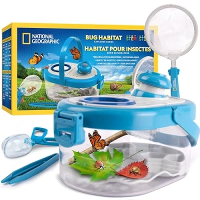 Imagen de Blue Marble National Geographic Kit de Captura Insectos para Niños Set Exploración con Red, Hábitat Lupa, Pinzas y Más