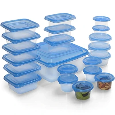 Imagen de FRESHLY CONTAINED 21 Piezas Recipientes para Alimentos Set de Envases Plástico Libre BPA Botes Herméticos con Tapa la Cocina, Alacena Apto Microondas/Congelador