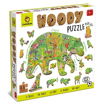 Imagen de Ludattica Puzzles: Woody Puzzel Bosque 25 x 35 cm, 48 piezas, 12 figuras de madera, 5+