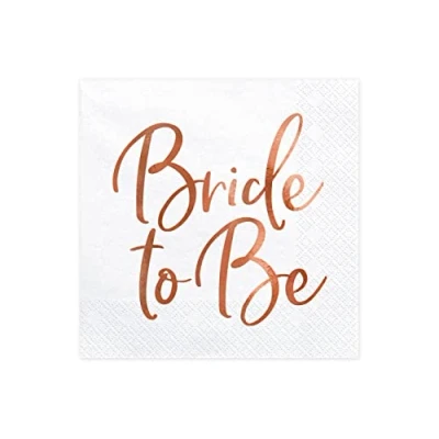 Imagen de servilletas Bride To Be 20 unidades 33 x cm pliegue 1/4 de papel 3 capas JGA blanco Oro rosa/servilletas para novia, fiesta boda rosa,