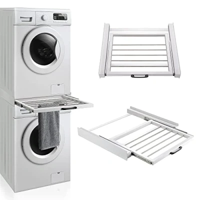 Imagen de [en.casa] Marco de Instalación Universal con toallero para Lavadoras y Secadoras Kit Unión Blanco Piezas Accesorios Secadora