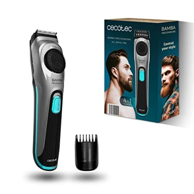 Imagen de Cecotec Barbero con Dial de Ajuste Bamba PrecisionCare AllDrive Pro. 75 mins Autonomía, 19 Ajustes 1 10 mm, Cuchillas Acero INOX Revestimiento Titanio y Batería Litio