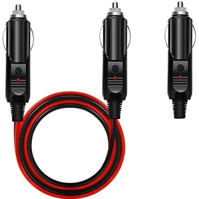 Imagen de RUNCCI YUN Macho a Enchufe Mechero,Mechero Conector 12v macho,Mechero Extensión,10 A, 12 V, 24 V con luces LED mechero, para coche Inverter, Bomba de aire, eléctrico taza