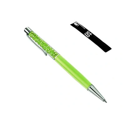 Imagen de Bolígrafo de calidad con cristales Swarovski, 2 recambios, funda incluida, color verde lima