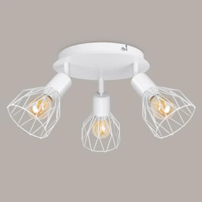 Imagen de Kimjo Lámpara de Techo con 3 Focos Led E14, Plafón Ajustable, Interior Techo, Apliques Blanco, Lampara para Dormitorio Cocina, Max. 40W Sin Bombilla