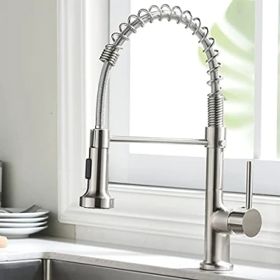 Imagen de AIMADI Grifo de cocina Latón Cepillado 360 Giratorio 2 Funciones Mezclador Para Agua Fría Y Caliente Grifos Fregadero niquel cepillado.
