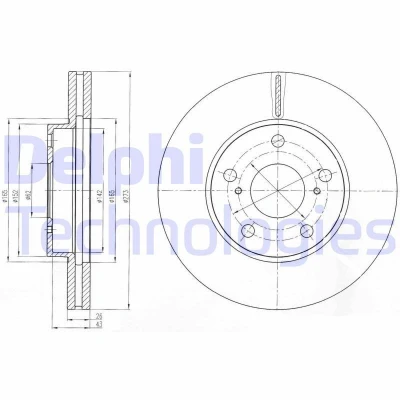 Imagen de DELPHI BG4234C Disco de freno 273 26 5 ventilado revestido sin procesar cojinete rueda, anillo sensor ABS TOYOTA: Auris Hatchback