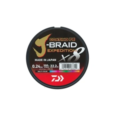 Imagen de Daiwa J Braid Expedition X8E Línea Trenzada Multicolor 0,18 mm/12,3 kg (300 m) Hilo trenzado