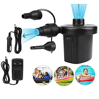 Imagen de HOSPAOP bomba de aire eléctrica 2 en 1, inflado y desinflado, portátil con 3 boquillas para colchón inflable, sofá, piscina, bote flotador, 220 V 240 V/12