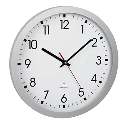 Imagen de TFA Dostmann Reloj de Pared analógico inalámbrico 60.3522.02, 30 cm diámetro, con segundero, Cubierta Cristal, Esfera Grande, para Cocina, salón, Oficina, Redondo, x 4,3 cm,