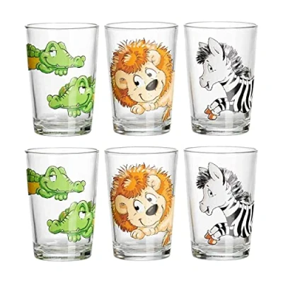 Imagen de Ritzenhoff &amp; Breker Happy Zoo Juego de 6 vasos infantiles (205 ml), diseño animales