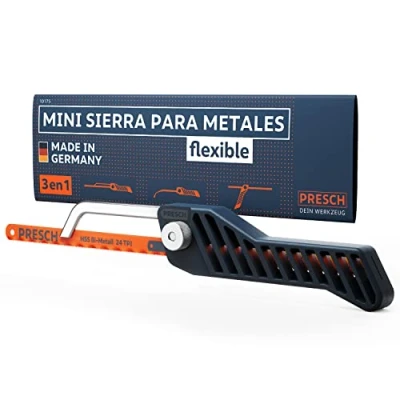 Imagen de Presch Mini Sierra de metal Flexible 300mm mano 3 en 1 incl. hoja para hierro pequeña ajustable con metalica