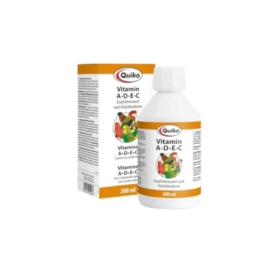 Imagen de Quiko Vitamin A D E C 200 ml Para el suministro de vitaminas aves compañía, palomas carreras y pollos después curas coccidia