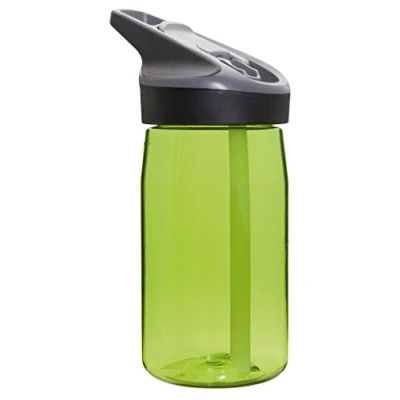 Imagen de LAKEN Botella de Agua Tritan con tapón deportivo Jannu Boca Ancha (0.45L Verde Claro) Cierre Seguridad y Pajita Incluidos Reutilizable, Reciclable, Ideal para Niños Adultos