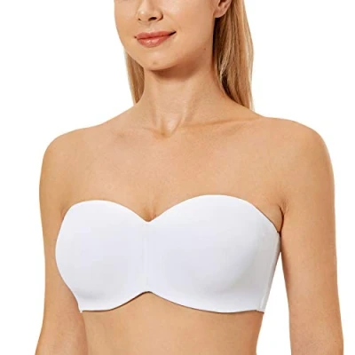 Imagen de DELIMIRA Mujer Sujetador Apoyo Invisible Sin Tirantes con Aros Blanco 85E