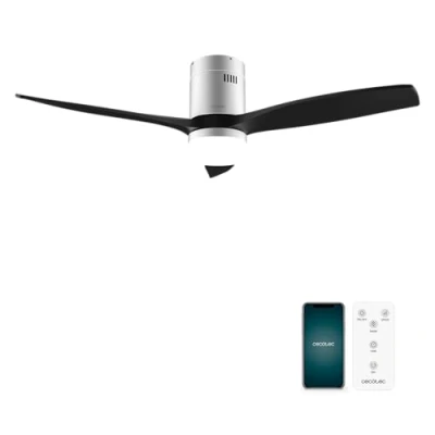 Imagen de Cecotec Ventilador de Techo EnergySilence Aero 5600 Aqua IronBlack Connected 40 W y 52, Wifi, Mando a distancia, protección IP44, luz, 6 velocidades, 3 aspas, modo winter summer, temporizador 8h