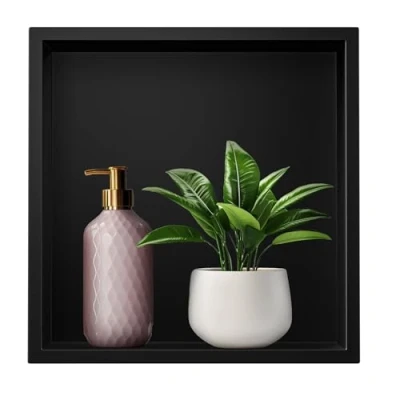 Imagen de Bernkot nicho de ducha acero inoxidable 304, 30 cm x 10 cm, pared negro para almacenamiento baño, no requiere azulejos, empotrada, montaje excesivo