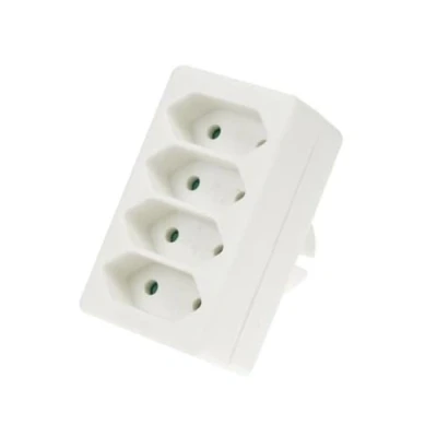 Imagen de Perel Hoja multiplicada, 4 chapas de Euros, Toma Tierra Francesa (Tipo E), Polipropileno, Uso Interior, Blanco