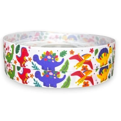 Imagen de Reis of London Cinta de grogrén para Fiesta niños, diseño Dinosaurio, 2 m x 22 mm