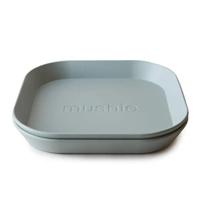 Imagen de mushie Platos Cuadrados para Niños Set de 2 Reutilizables libres BPA Aptos lavavajillas y microondas Fabricados en Dinamarca Sage