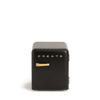 Imagen de CREATE / RETRO FRIDGE 50 WOOD/Frigorífico negro maneta madera 85W, minibar, un estante, diseño retro, cm, dos repisas, capacidad de 48L, bajo consumo, 50x44x49,8 cm