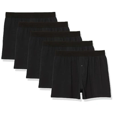 Imagen de Amazon Essentials Bóxer de punto algodón (disponibles en tallas grandes y largos especiales) Hombre, Pack 5, Negro, 3XL Grande