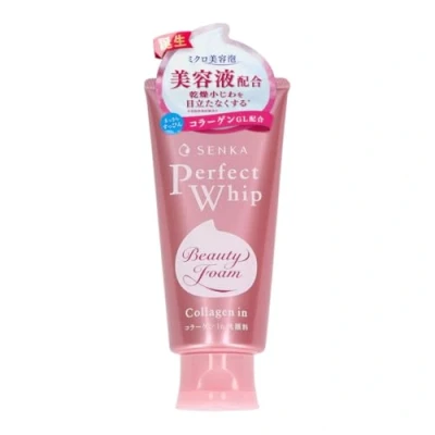 Imagen de Senka Perfect Whip Collagen in 120g, Espuma limpiadora facial hidratante, enriquecida con colágeno y ácido hialurónico, Made Japan.