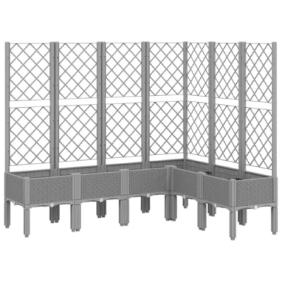 Imagen de vidaXL Jardinera con Enrejado, Maceta para Verduras Plantas Flores, Macetero de Hierbas, Arriate Jardín Patio Balcón Terraza, PP Gris Claro