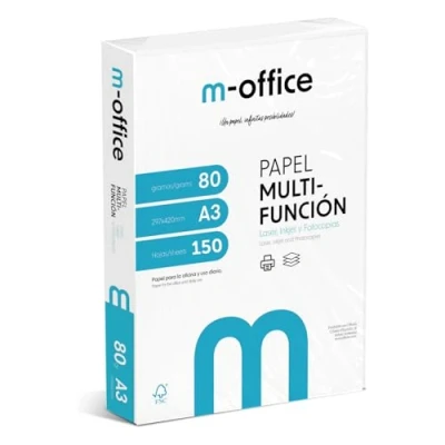 Imagen de Paquete Folios A3 80gr, de 150 hojas, Papel Multifunción para Impresora Inkjet y Láser, Hojas 297 x 420 mm Ideales la Oficina como el Hogar · m office (150 hojas)