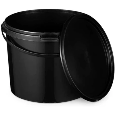 Imagen de BenBow Cubo con Tapa 5l Negro 5X 5 litros Apto para Alimentos, Resistente, hermético, a Prueba de Fugas, sin olores contenedor plástico Almacenamiento, asa vacío