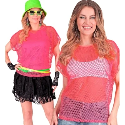 Imagen de W WIDMANN MILANO Party Fashion Top de rejilla para mujer, camiseta manga corta, fiesta, carnaval