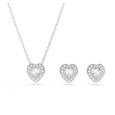 Imagen de Swarovski Conjunto Ariana Grande x, Tallas mixtas, Corazón, Blanco, Baño de rodio