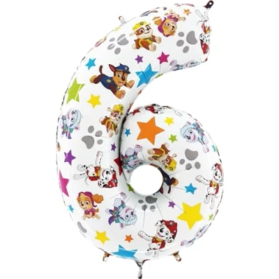 Imagen de Toyland® Globo de aluminio con números Paw Patrol 26 pulgadas Globos fiesta para niños Número 1 6 disponible (NÚMERO 6)