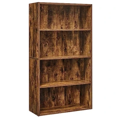 Imagen de VASAGLE Librería de 4 Niveles, Estantería Libros, Organizador con Compartimentos, Estantes Abiertos y Ajustables, para Sala Estar, Oficina, Dormitorio, Marrón Rústico LBC164X01