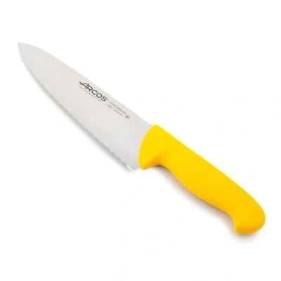 Imagen de Arcos Serie 2900 Cuchillo Cocinero Hoja Serrada de Acero Inoxidable NITRUM 200 mm Mango inyectado en Polipropileno Color amarillo