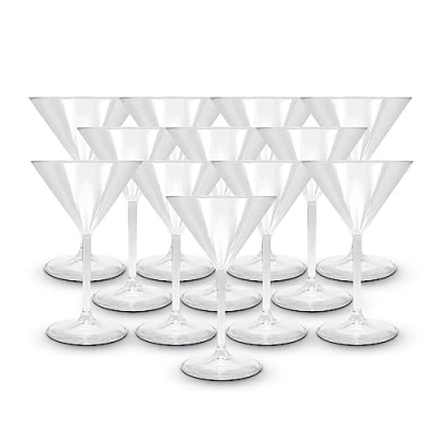 Imagen de DOJA Barcelona Vasos Plastico Martini Transparente Pack 12 Copas de Duro Reutilizable Policarbonato Vaso Plastico, Cocktail Reutilizables