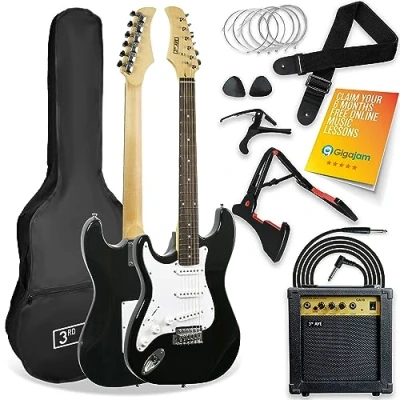 Imagen de 3rd Avenue XF Kit De Guitarra Eléctrica Para Zurdos Tamaño Completo En Negro, 1 Mes Ultimate Guitar Pro Y Cursos: Amplificador 10 W, Cable, Soporte, Funda, Correa, Cuerdas, Púas Cejilla