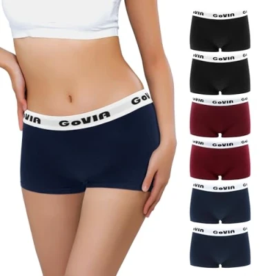 Imagen de Libella Calzoncillos tipo bóxer para mujer, paquete de 6 unidades, algodón, suave, 2zblack/2xdark green/2xmagenta, L