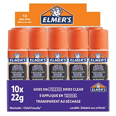 Imagen de Elmer&#039;s barras de pegamento color morado que desaparece Se queda transparente al secarse Ideal para clase y manualidades Lavable apto niños 22 g 10 unidades
