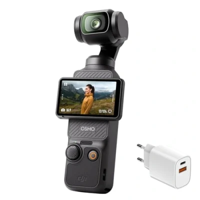 Imagen de DJI Osmo Pocket 3, cámara con CMOS 1&#039;&#039; y vídeo 4K/120 fps, estabilización en 3 Ejes, Enfoque rápido, Seguimiento de Caras/Objetivos, Pantalla táctil giratoria 2&quot;