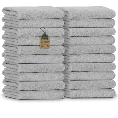 Imagen de NatureMark Pack Ahorro de 20 Toallas para Invitados, 30 x 50 cm, 100% algodón, Color Gris Plateado