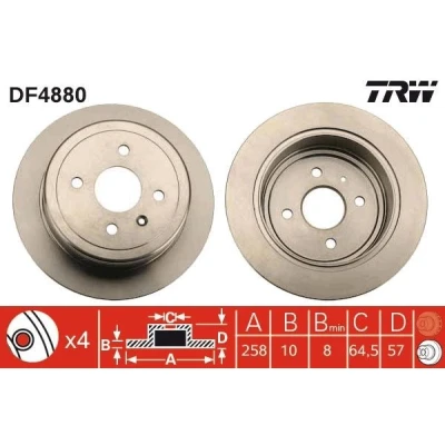 Imagen de TRW DF4880 Disco de freno 258 10 4 100 macizo barnizado DAEWOO: Nubira Hatchback, Familiar