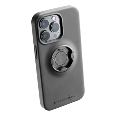 Imagen de Interphone Système modulaire Quiklox Soporte para teléfono Celular de Motocicleta Estuche Exclusivo iPhone 13 Pro Manillar o vástagos Espejo Conexión liberación rápida