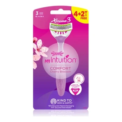 Imagen de Wilkinson Sword MyIntuition Comfort Xtreme 3 Maquinilla de afeitar desechable Afeitadora cuchillas flexibles para mujer Cabezal giratorio 2 tiras lubricantes Paquete 4+2