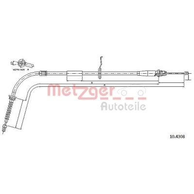 Imagen de METZGER 10.4308 Cable de Freno Mano Atrás derecha 1499/1388 COFLE