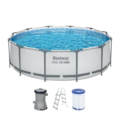 Imagen de BESTWAY 56418D Piscina Desmontable Tubular Steel Pro Max 366 x 100 cm, con Depuradora Cartucho 2.006 L/H y Escalera
