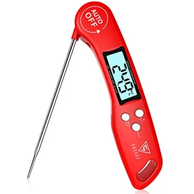 Imagen de DOQAUS Termometro de Cocina, Lectura instantánea 3s, Sonda larga y C / F Conmutable, Termómetro Carne Digital para Carne, BBQ, Comida, Liquidos, Aceite, Agua(Rojo)