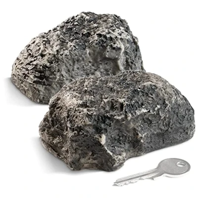 Imagen de com four® 2X Piedra Clave Big Mountain de imitación con Compartimento Secreto Roca Artificial para Geocaching Escondite Llaves Aspecto Maniquí