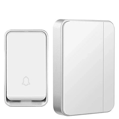 Imagen de AURTEC Timbre Inalámbrico,Timbres para Puerta Inalámbrico Impermeable,Alcance a 500 pies 4 Niveles de Volumen 51 Melodías Casa Portátil (1 Receptor y 1 Transmisor)